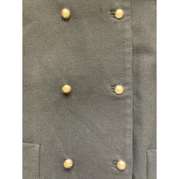MNG Mango Double Breast Wool-Blend Coat Jacket Black Women's Large Gold Buttons - Picture 8 of 9